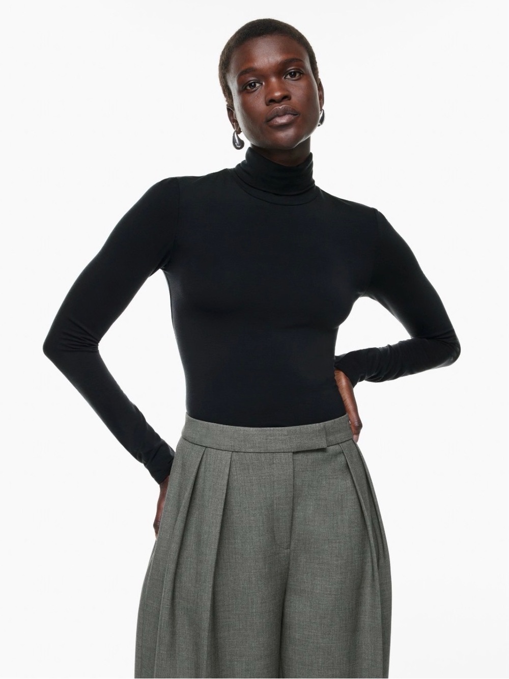 Classic Black Turtleneck Long Sleeve Top